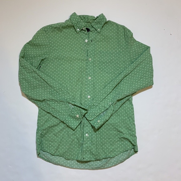 Gap Button-Down Men's Green Classic Fit Palm Trees Long Sleeve Shirt Size XS - Picture 9 of 9